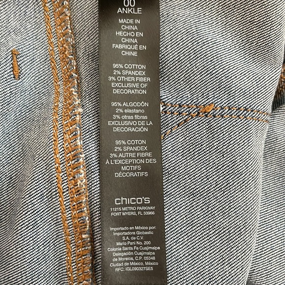 Chico's So Slimming Girlfriend Ankle Jean with lace detail at cuff - size 6 - Picture 7 of 7